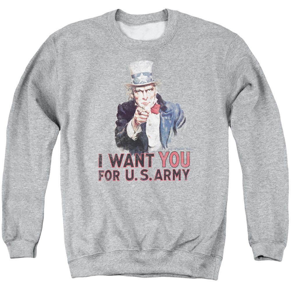 I Want You Army Adult Crewneck Sweatshirt Heather Grey