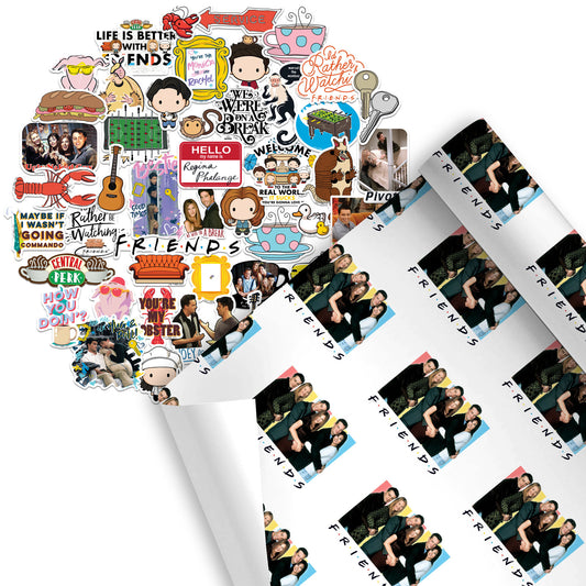 Friends Holiday Gift Wrap + Stickers Bundle