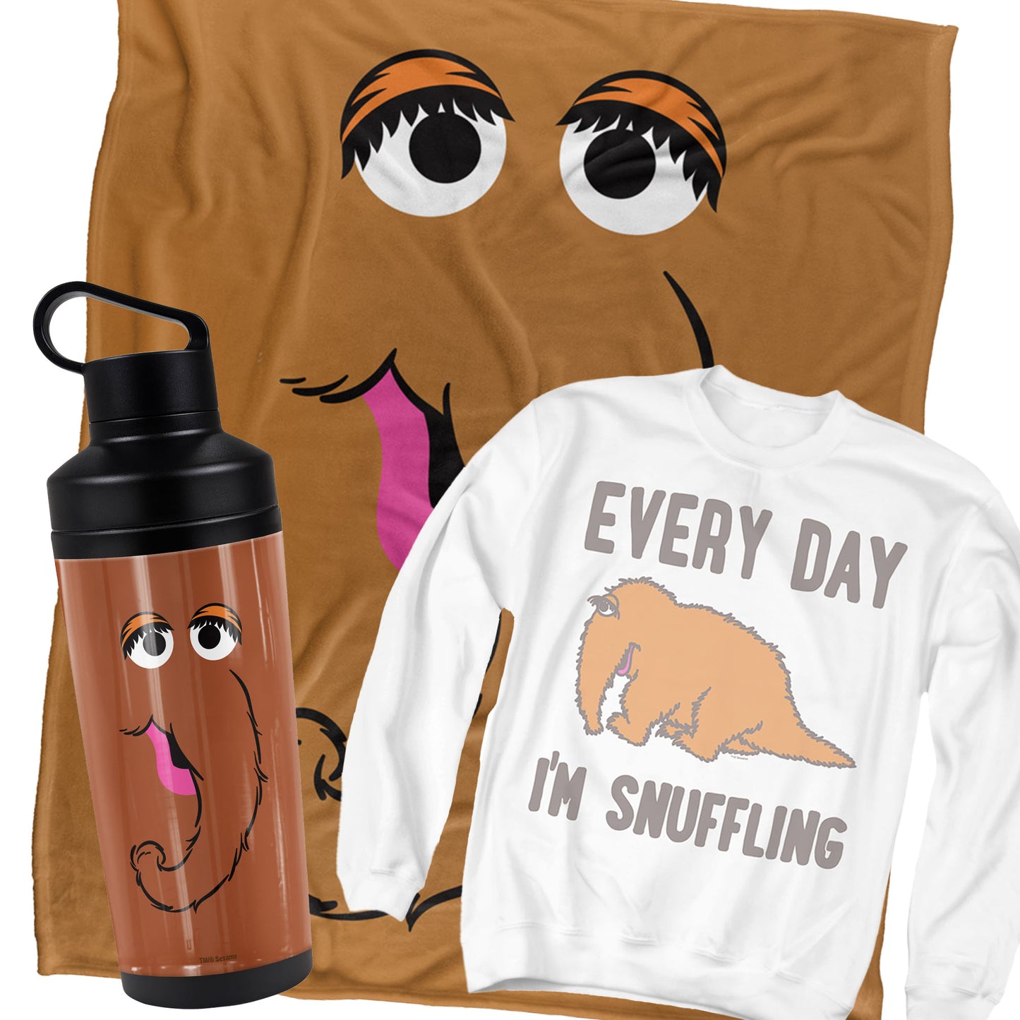 Snuffleup for Winter Sesame Street Bundle Water Bottle, Sweatshirt and Blanket