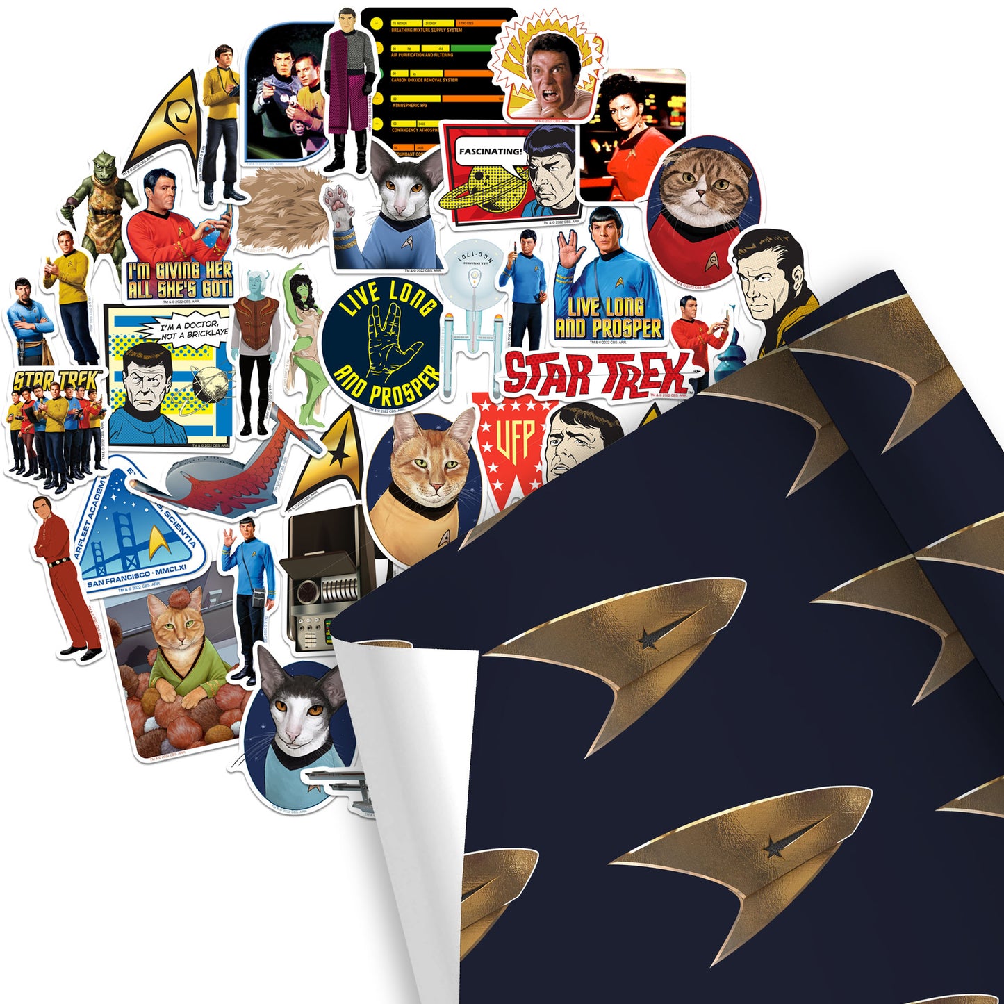Star Trek Holiday Gift Wrap + Stickers Bundle