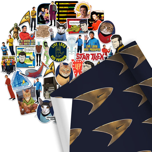 Star Trek Holiday Gift Wrap + Stickers Bundle
