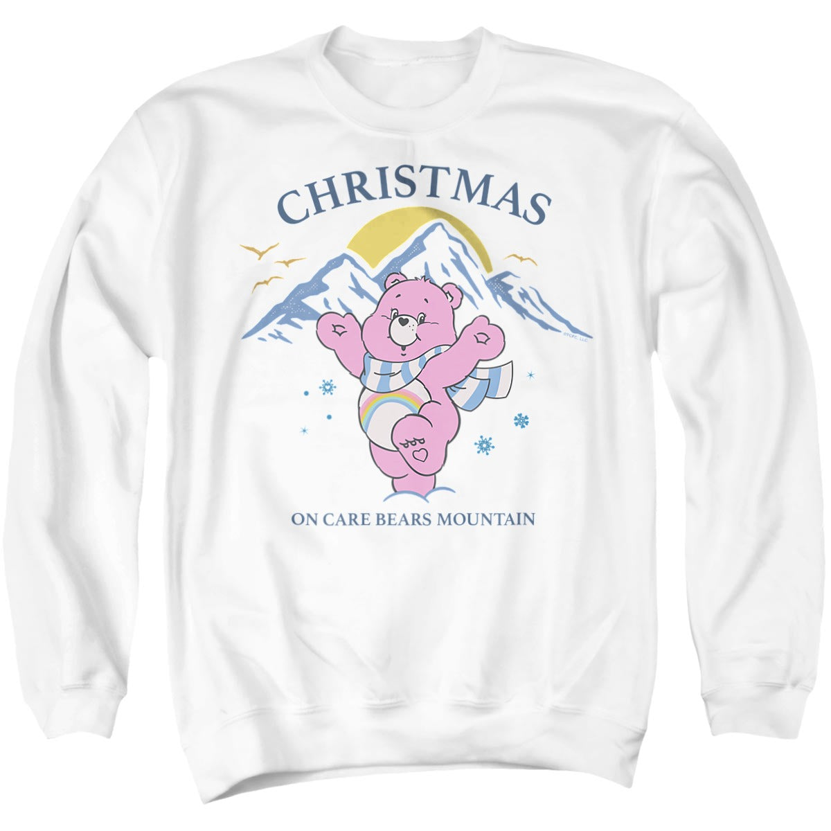 Care Bears Christmas Mountain With Cheer Bear Adult Hoodie and Sweatshirt White