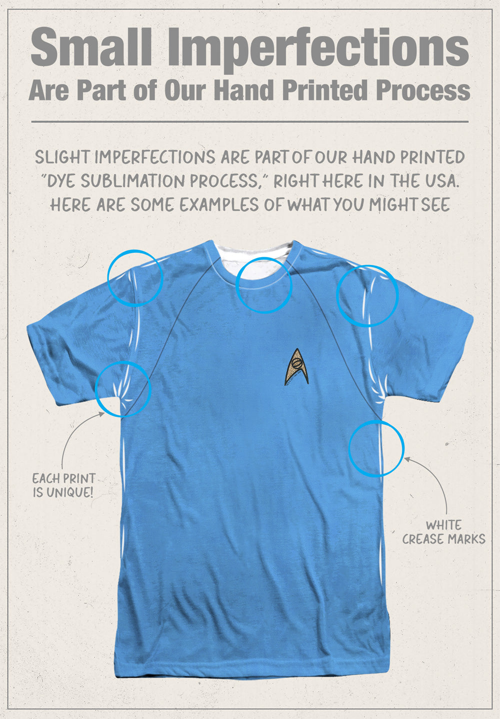 Star Trek Original Series Blue Uniform Double-Sided Sublimated Costume Adult T Shirt