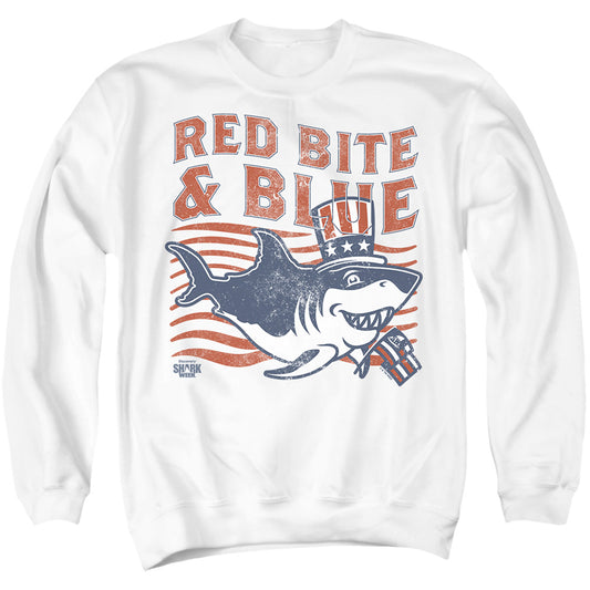 Shark Week President Shark Adult Crewneck Sweatshirt White