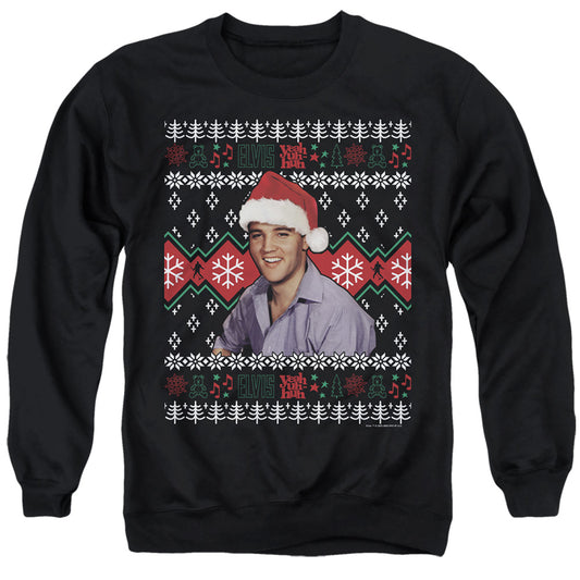 Elvis Ugly Christmas Sweater Adult Hoodie and Crewneck Sweatshirt Black