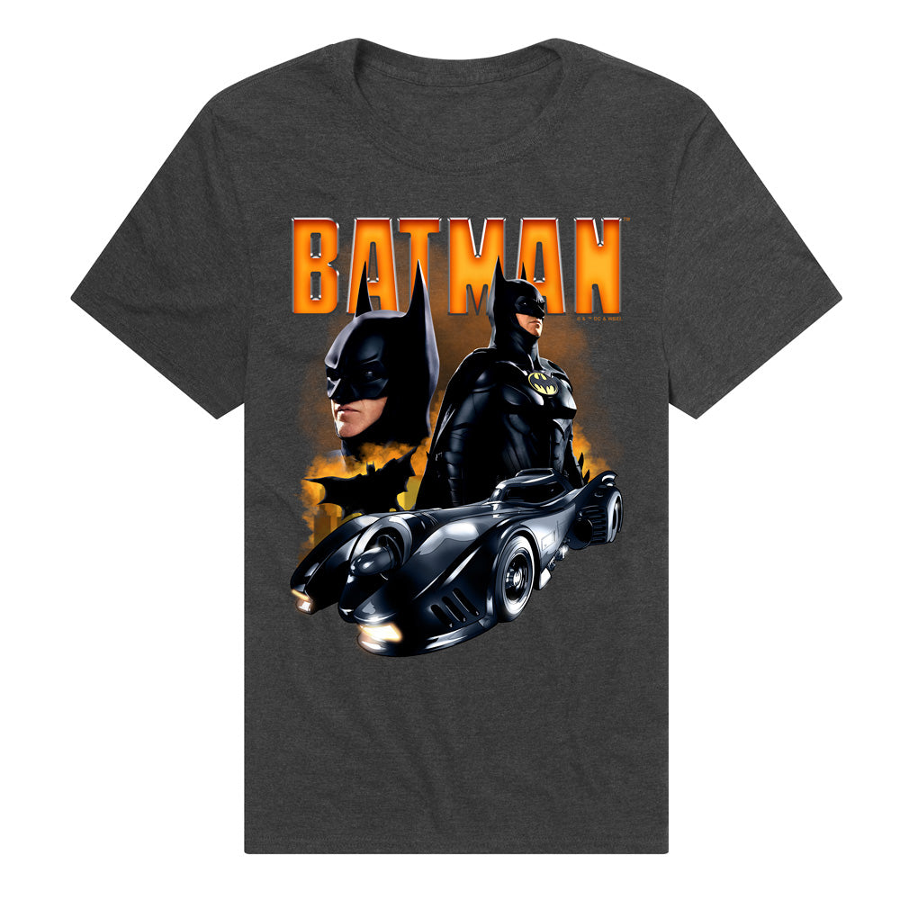 Batmobile and Batman Adult Unisex T Shirt Black