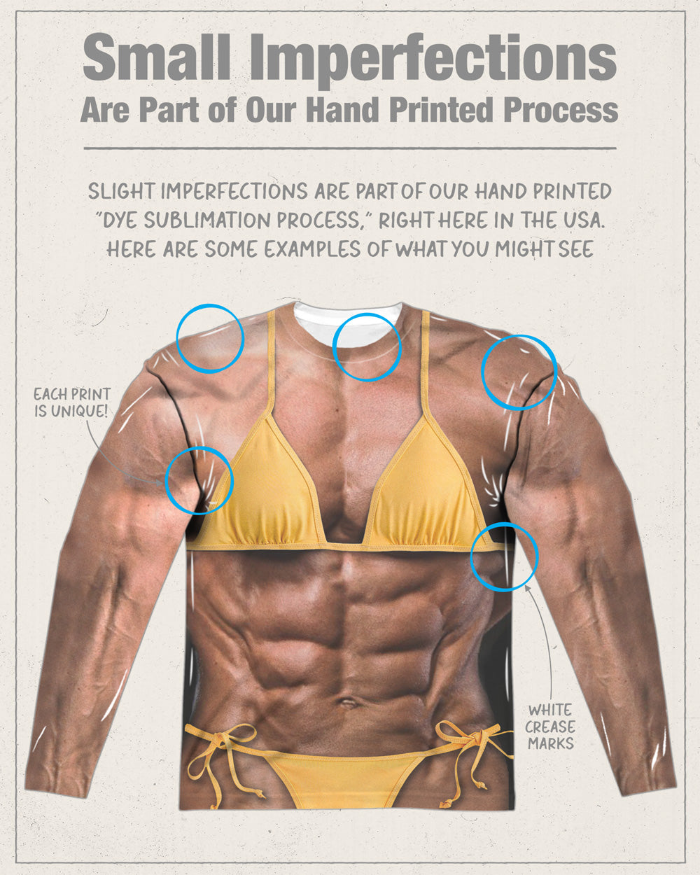 Bodybuilder Bikini Funny Long Sleeve Double-Sided Sublimated Costume Adult T Shirt