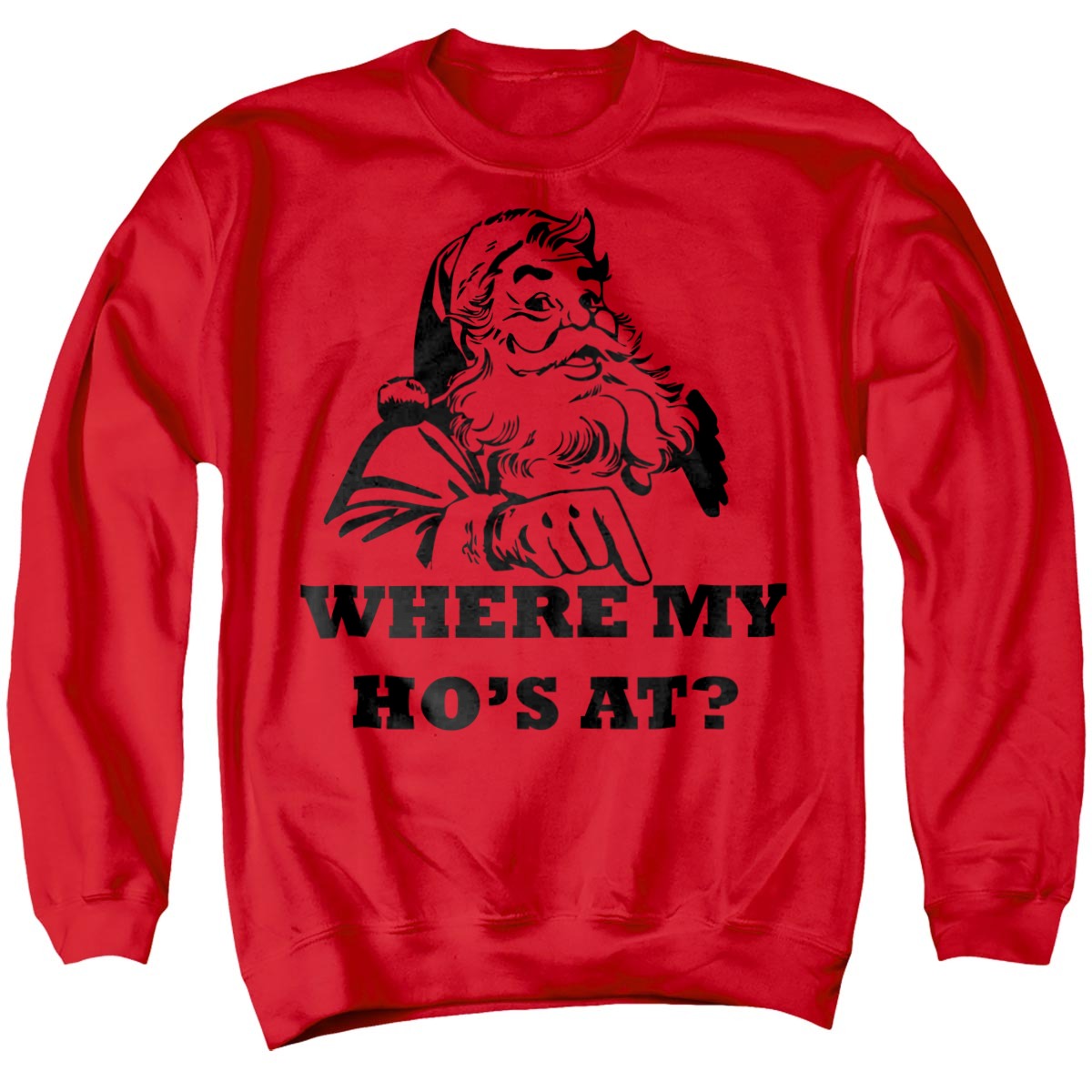 Where My Ho's At? Christmas Adult Hoodie and Crewneck Sweatshirt Red