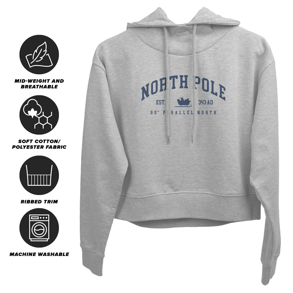 Christmas North Pole 90th Parallel Sweatshirt and Cropped Hoodie Grey