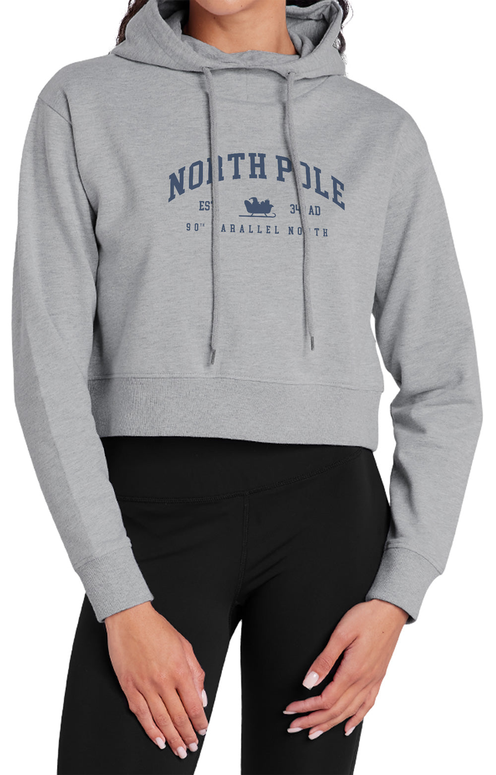 Christmas North Pole 90th Parallel Sweatshirt and Cropped Hoodie Grey