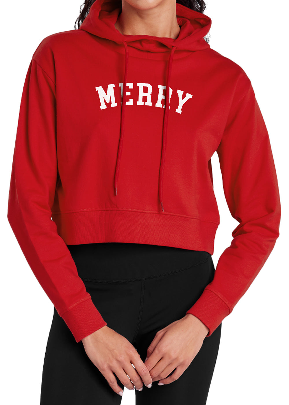 Merry Adult Women's Sweatshirt and Cropped Hoodie Red