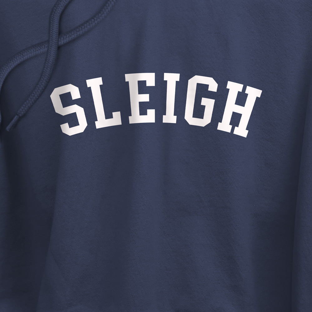 Christmas Sleigh Varsity Lettering Adult Women's Sweatshirt and Cropped Hoodie Navy