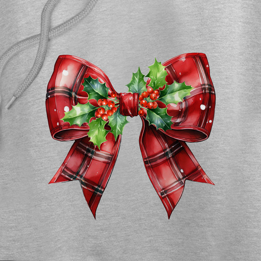 Christmas Bow Adult Women's Sweatshirt and Cropped Hoodie Grey