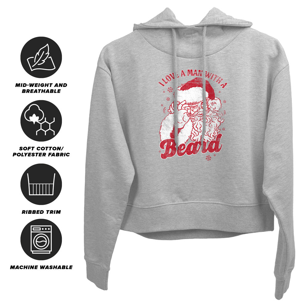Santa I Love a Man with a Beard Women's Sweatshirt and Cropped Hoodie Grey