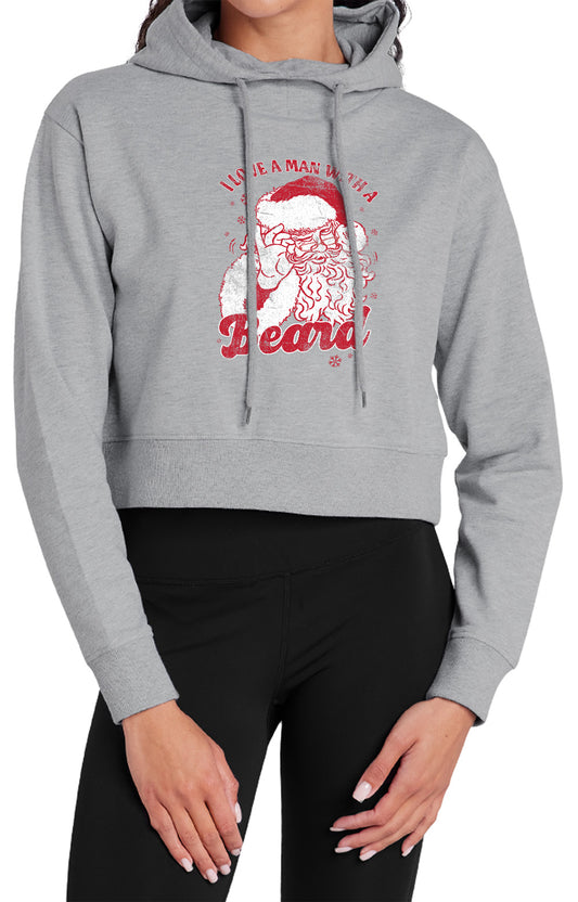 Santa I Love a Man with a Beard Women's Sweatshirt and Cropped Hoodie Grey