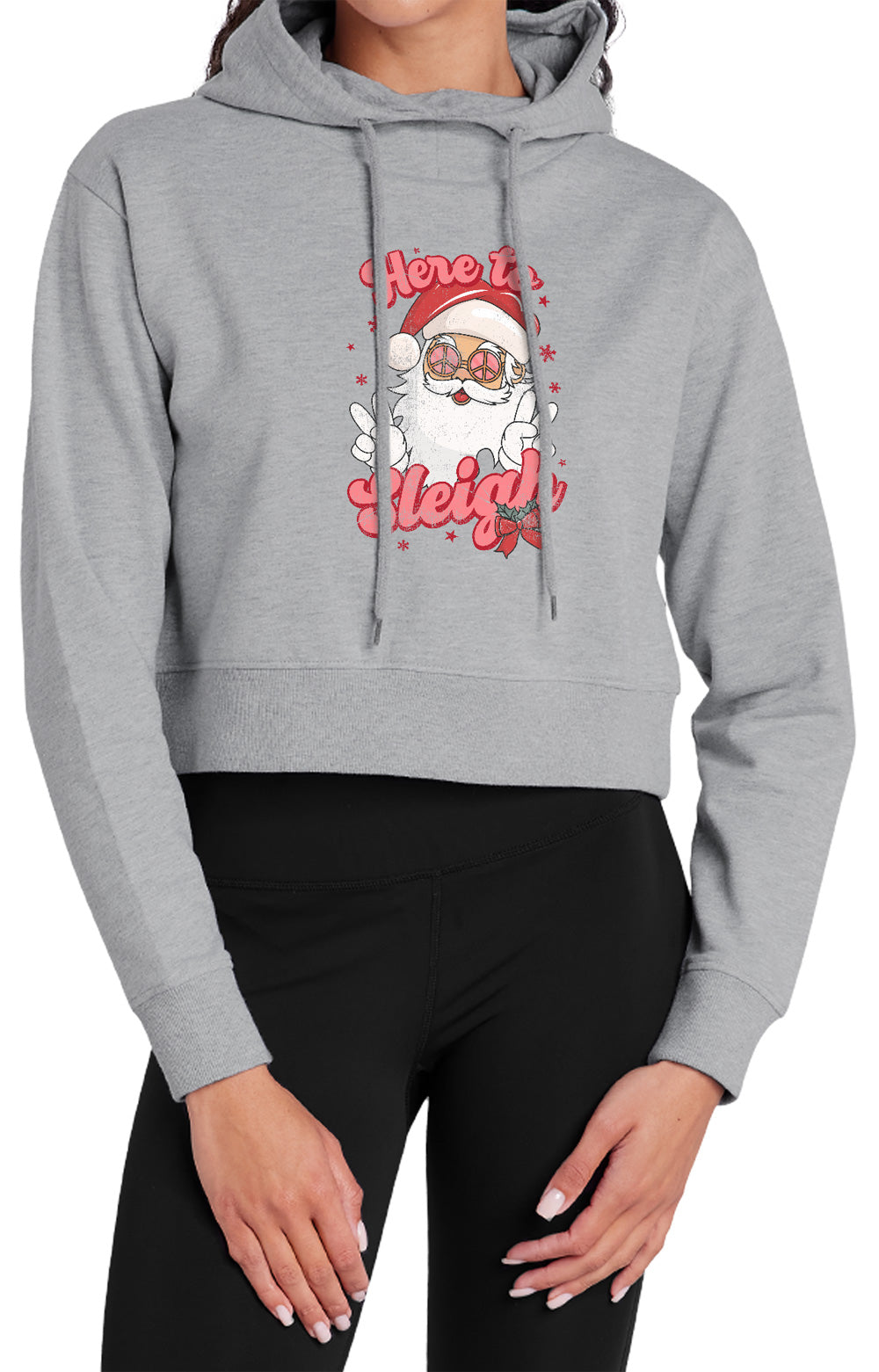 Santa Here to Sleigh Women's Sweatshirt and Cropped Hoodie Grey