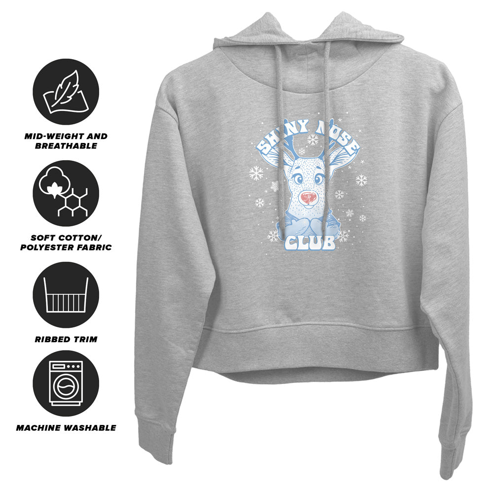 Rudolph Shiny Nose Club Women's Sweatshirt and Cropped Hoodie Grey