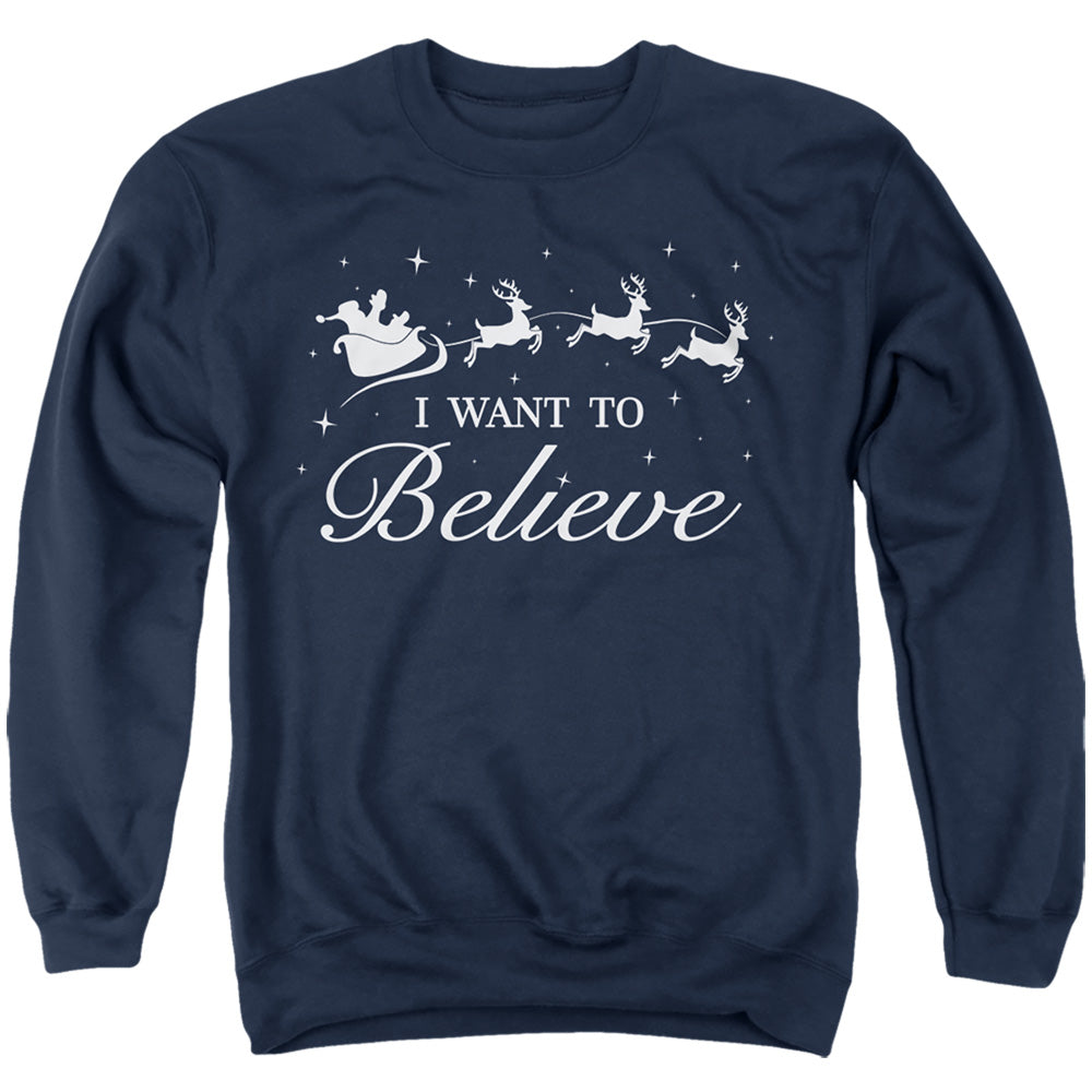 I Want to Believe Christmas Women's Sweatshirt and Cropped Hoodie Navy