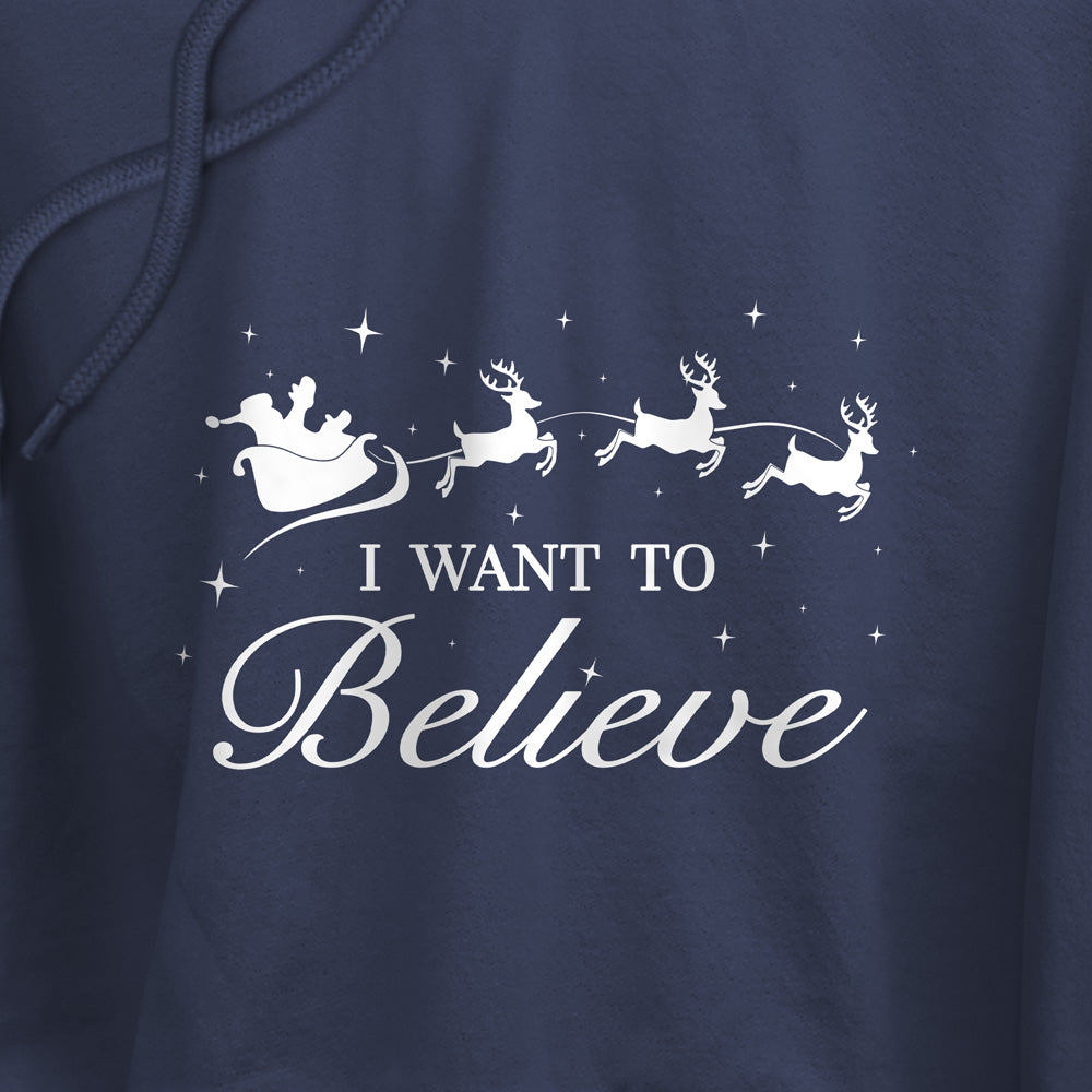 I Want to Believe Christmas Women's Sweatshirt and Cropped Hoodie Navy