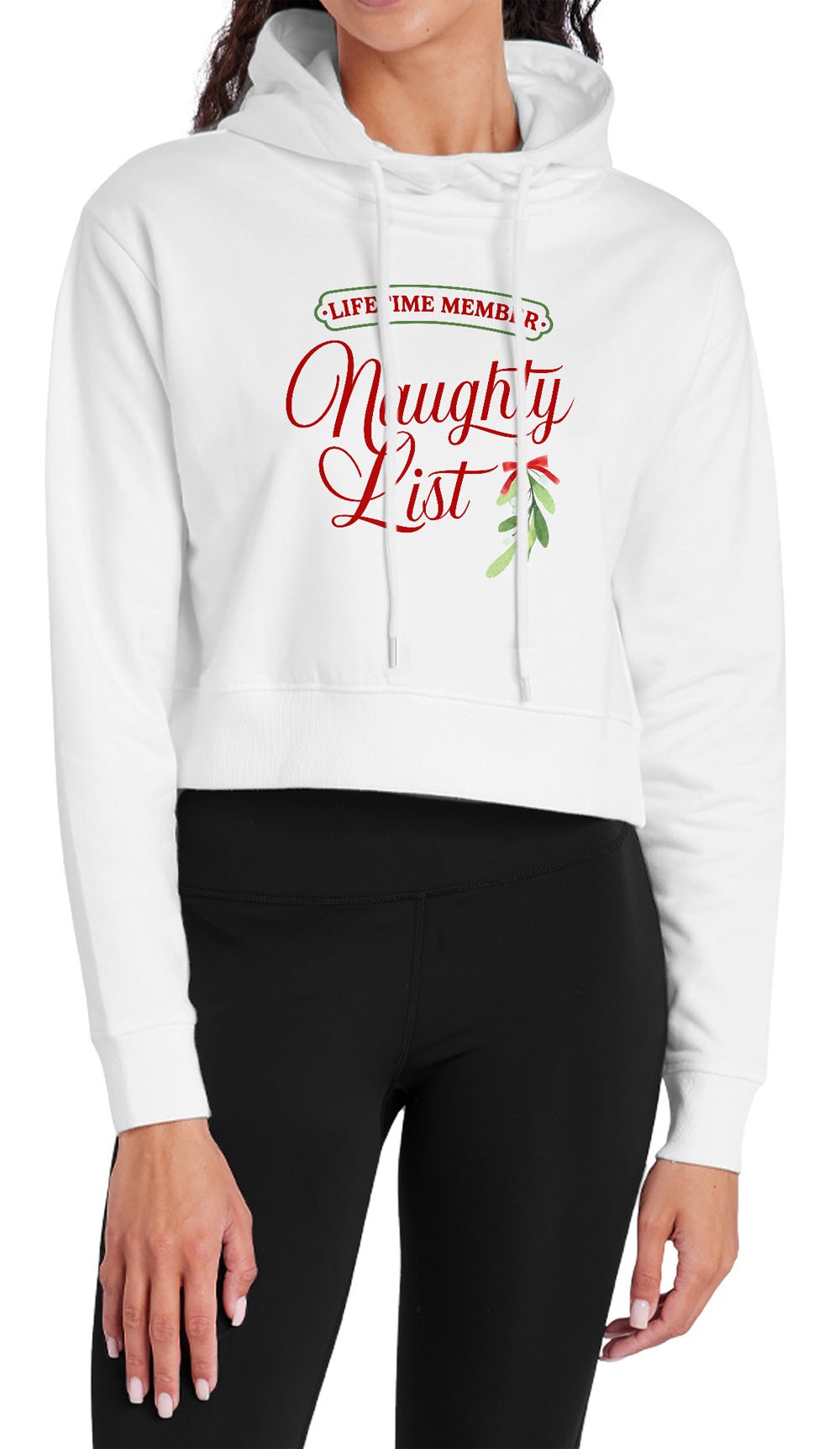 Naughty List Lifetime Member Christmas Women's Sweatshirt and Cropped Hoodie White