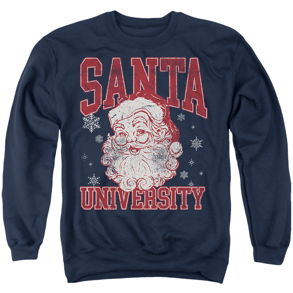 Santa University Varsity Christmas Women's Sweatshirt and Cropped Hoodie Navy