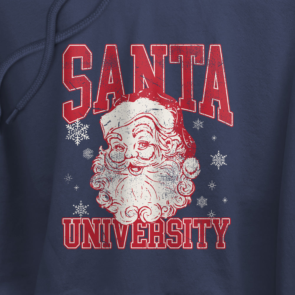 Santa University Varsity Christmas Women's Sweatshirt and Cropped Hoodie Navy