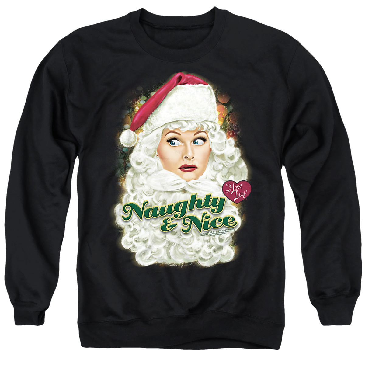 I Love Lucy Santa Christmas Adult Hoodie and Crewneck Sweatshirt Black