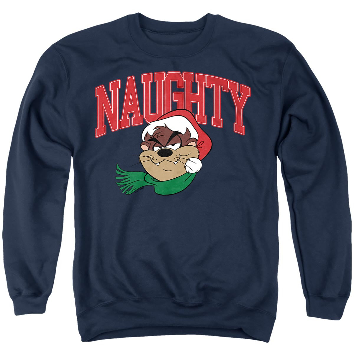 Looney Tunes Taz Naughty Christmas Adult Hoodie and Crewneck Sweatshirt Navy