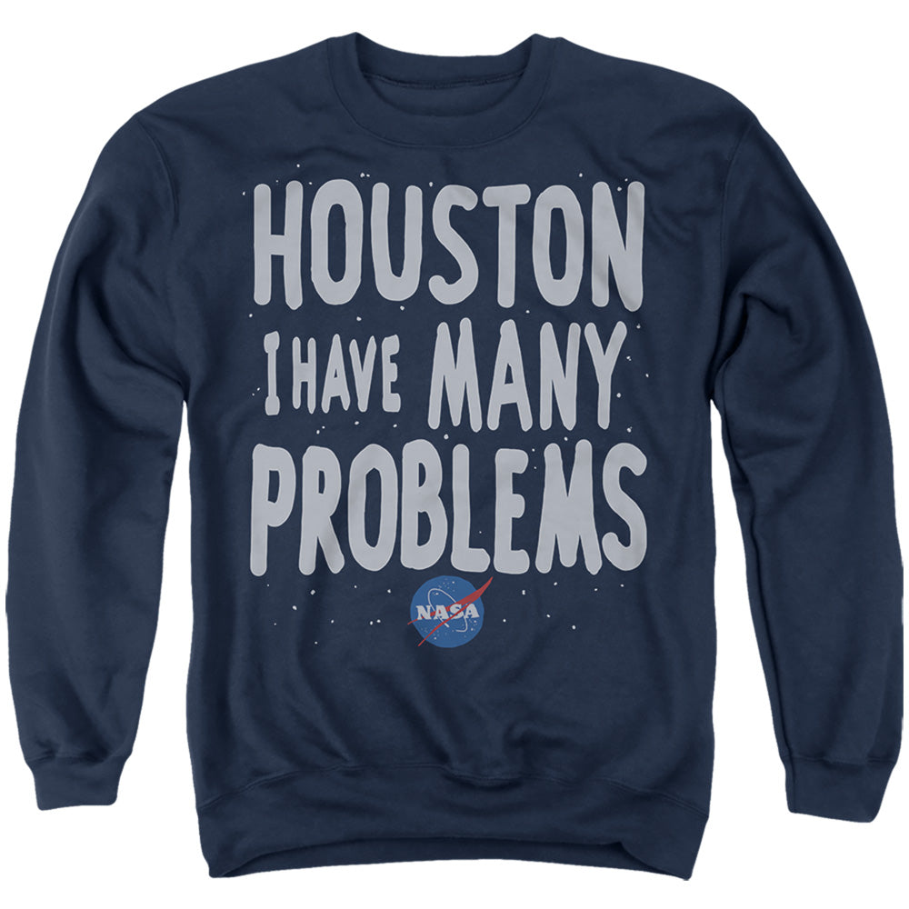 Popfunk Nasa Houston Can t Help Adult Crewneck Sweatshirt Navy 2X Large