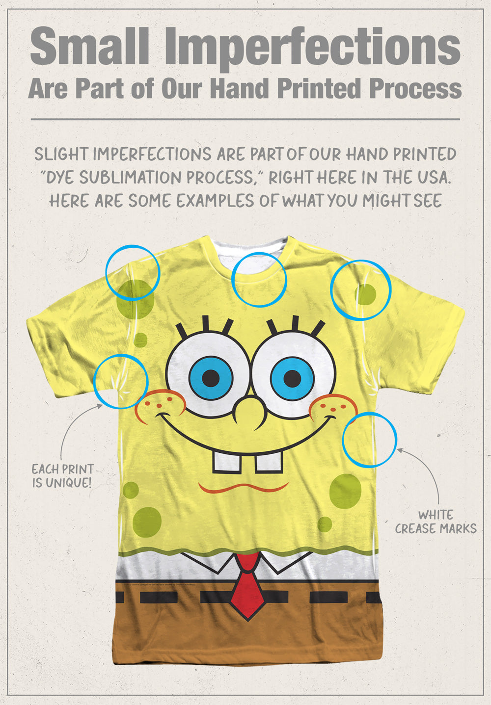 Spongebob Squarepants Smiling Face Double-Sided Sublimated Costume Adult T Shirt