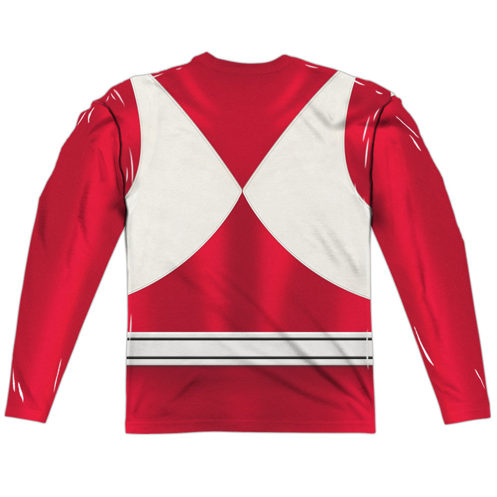 Power Rangers Red Ranger Long Sleeve Double-Sided Sublimated Costume Adult T Shirt