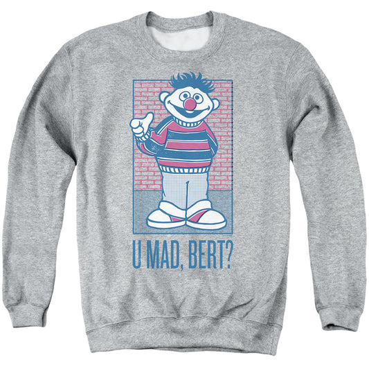 Sesame Street U Mad, Bert? Adult Crewneck Sweatshirt Grey