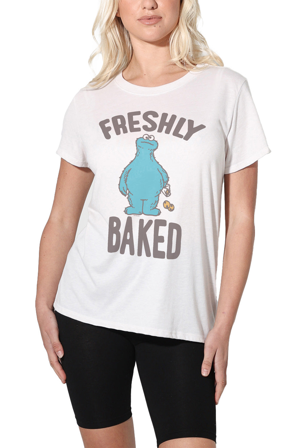Sesame Street Cookie Monster Freshly Baked Women's Loose T Shirt White