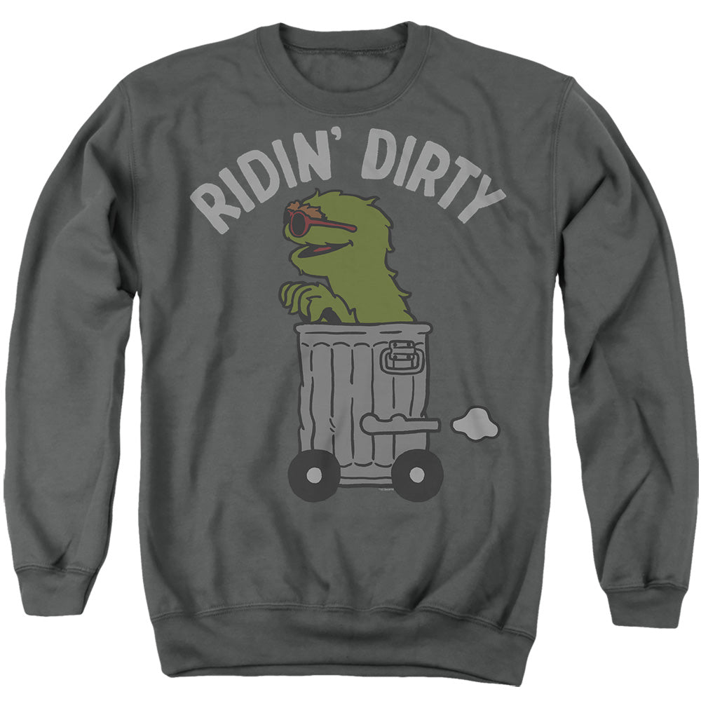 Sesame Street Oscar The Grouch Ridin' Dirty T Shirt and Crewneck Charcoal