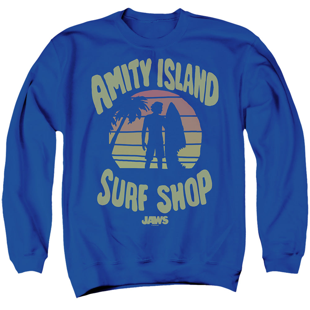 Jaws Amity Surf Shop Adult Crewneck Sweatshirt Royal Blue – Popfunk