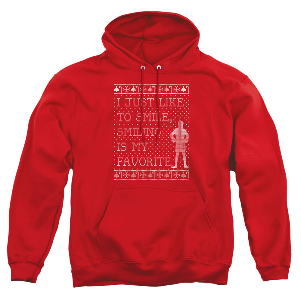 Elf Smiling Is My Favorite Ugly Christmas Sweater Adult Hoodie and Crewneck Sweatshirt Red