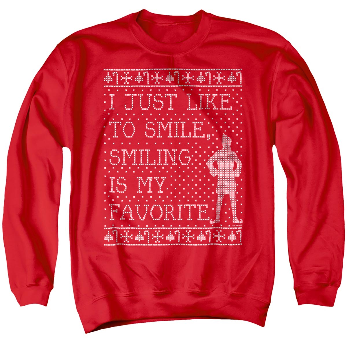 Elf Smiling Is My Favorite Ugly Christmas Sweater Adult Hoodie and Crewneck Sweatshirt Red