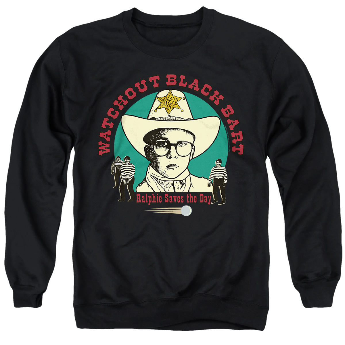 A Christmas Story Watchout Black Bart Adult Hoodie and Crewneck Sweatshirt Black