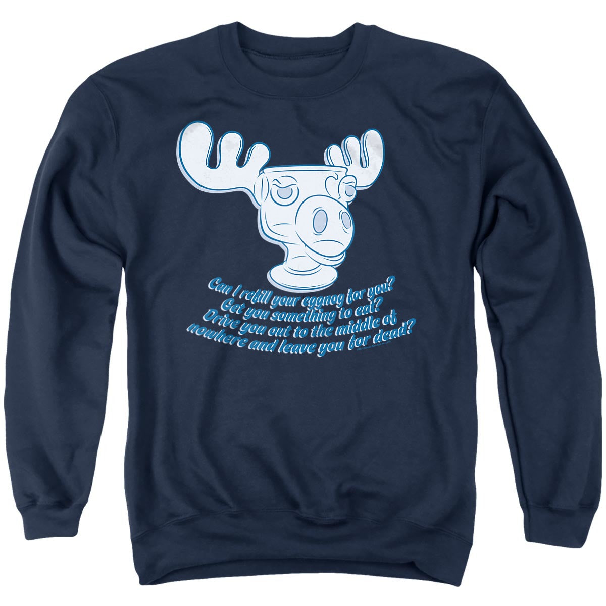 Christmas Vacation Moose Mug Adult Hoodie and Crewneck Sweatshirt Navy