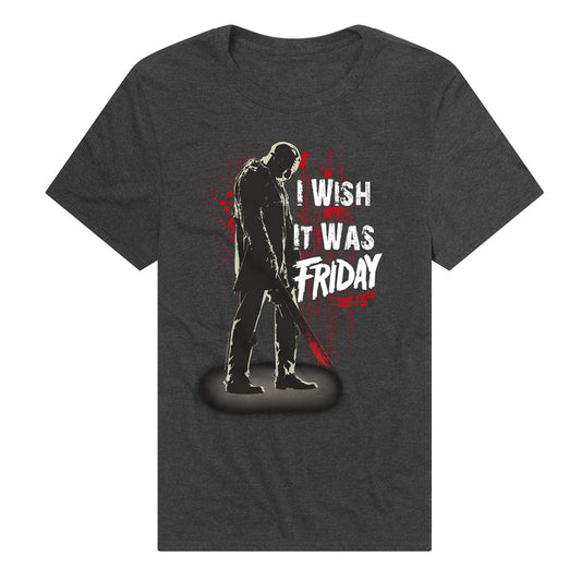 Friday The 13th I Wish It Was Friday Adult Unisex T Shirt Charcoal