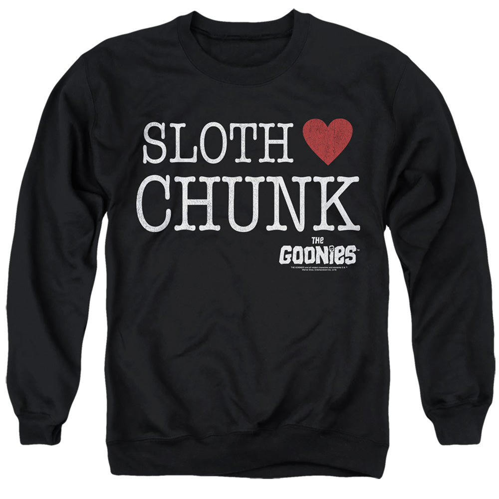 Sloth Heart Chunk Goonies Crewneck Sweatshirt Black