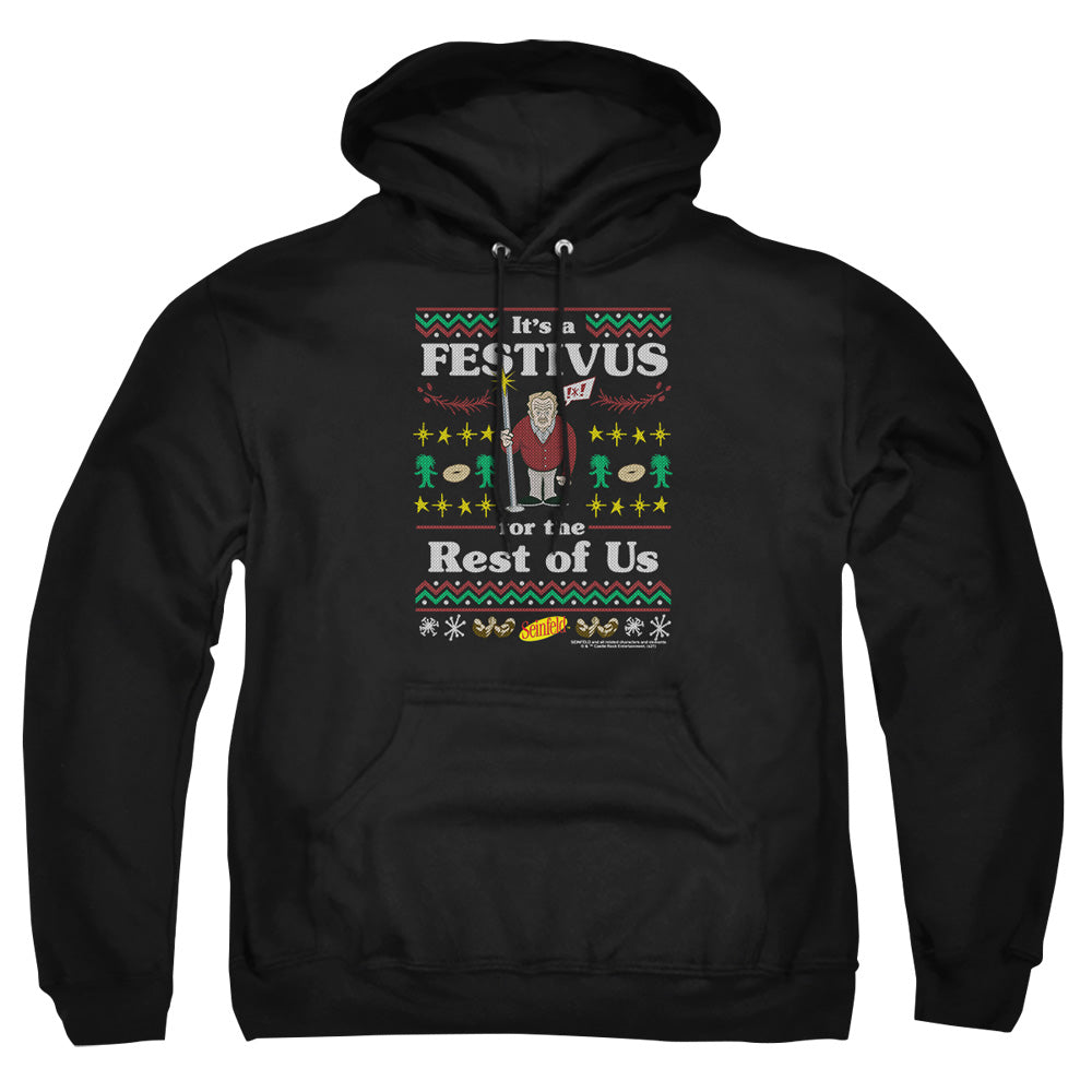Seinfeld Festive Festivus Ugly Christmas Sweater Adult Hoodie and Crewneck Sweatshirt Black