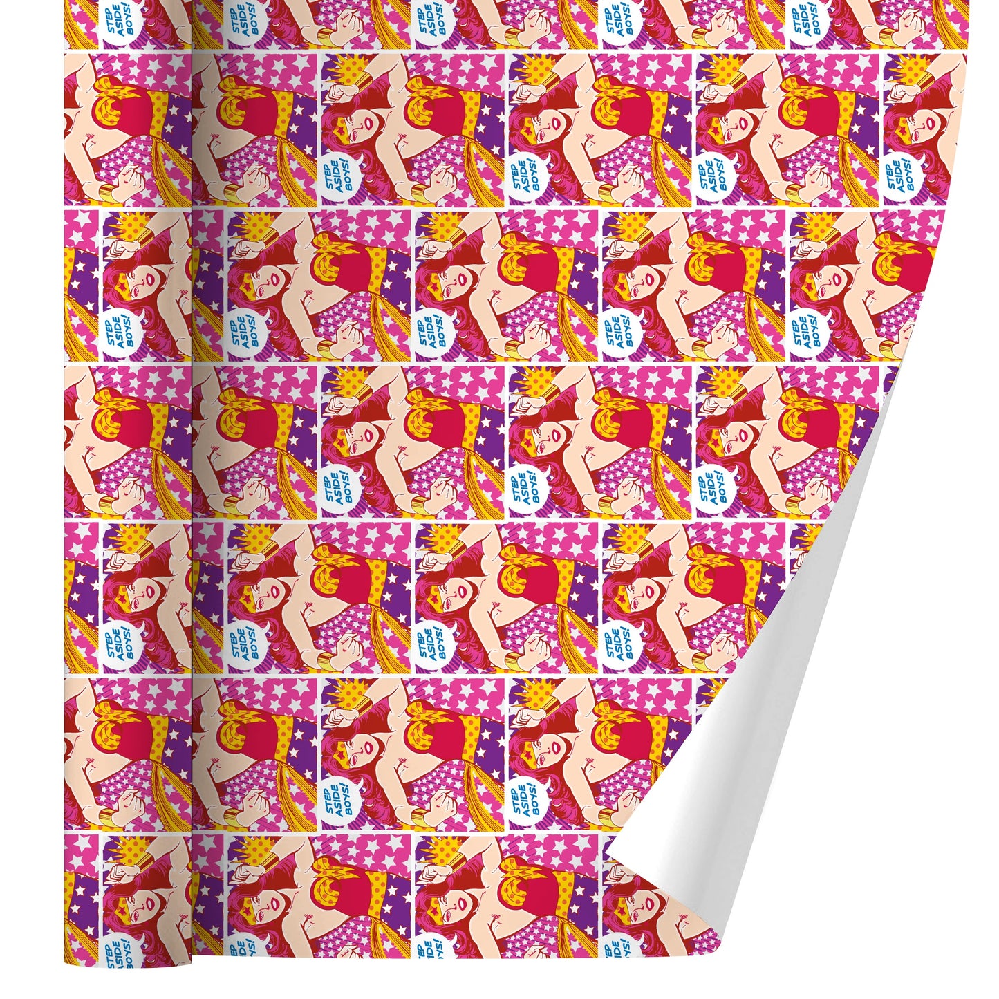 Wonder Woman Step Aside Boys Gift Wrap Wrapping Paper Rolls 30" x 72"
