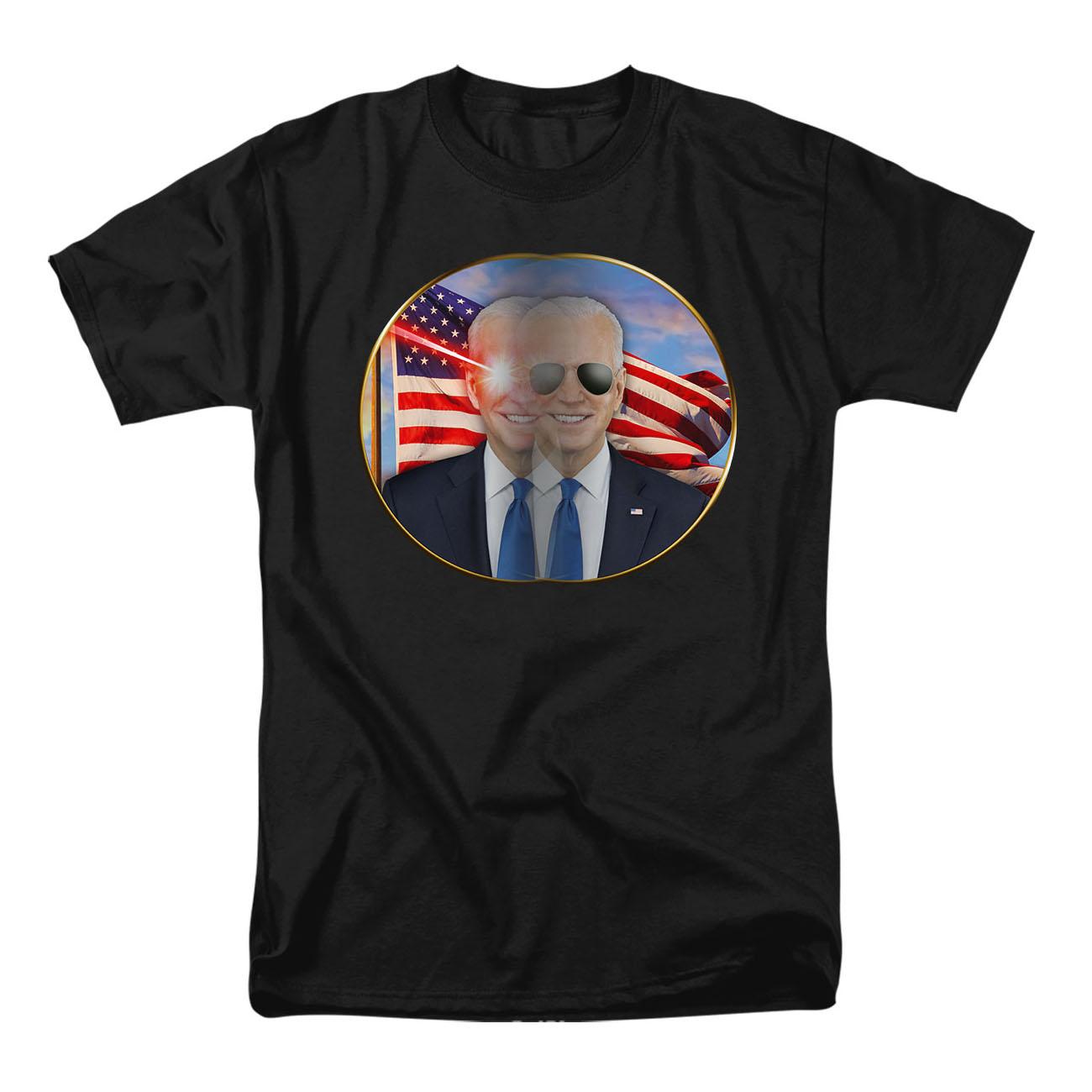 Biden Laser Eyes Dark Brandon Lenticular Changing T Shirt Black