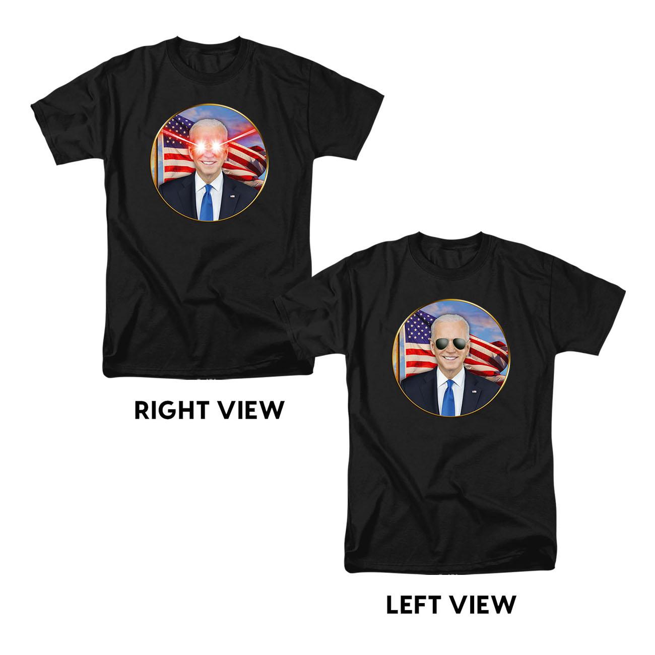 Biden Laser Eyes Dark Brandon Lenticular Changing T Shirt Black