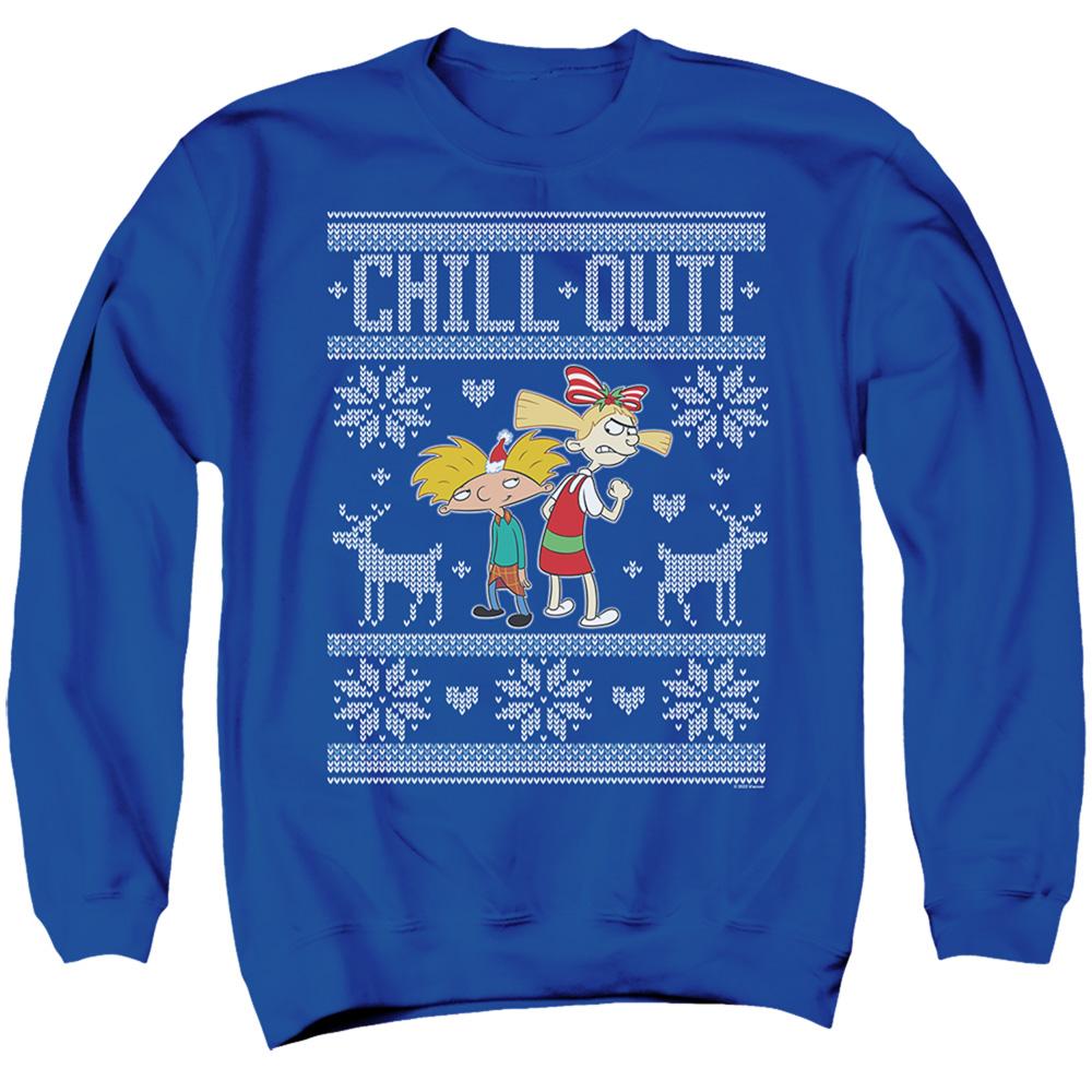 Hey Arnold Chill Out Ugly Christmas Sweater With Arnold and Helga Unisex Adult Sweatshirt