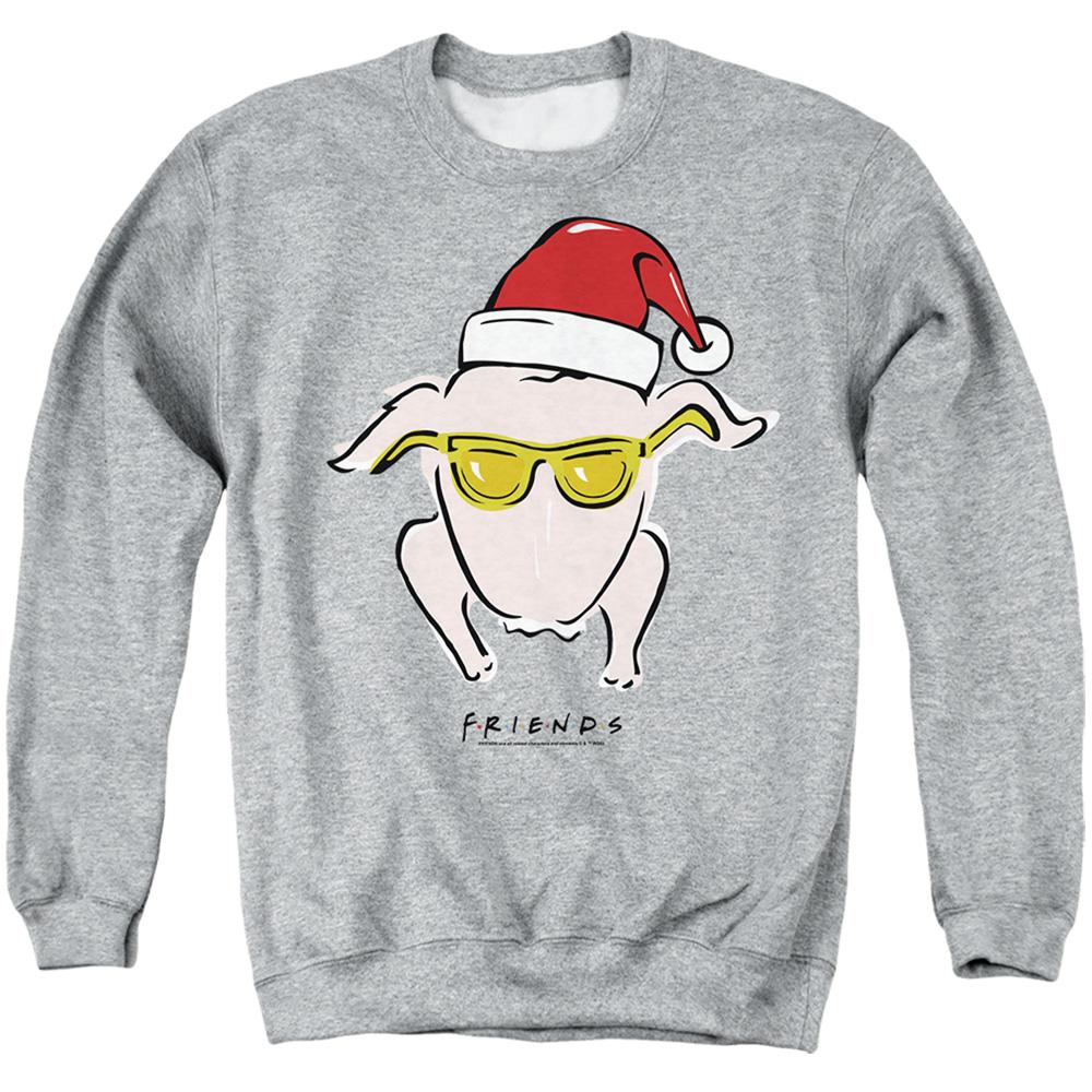 Friends Christmas, Thanksgiving Turkey With A Santa Hat Unisex Adult Sweatshirt