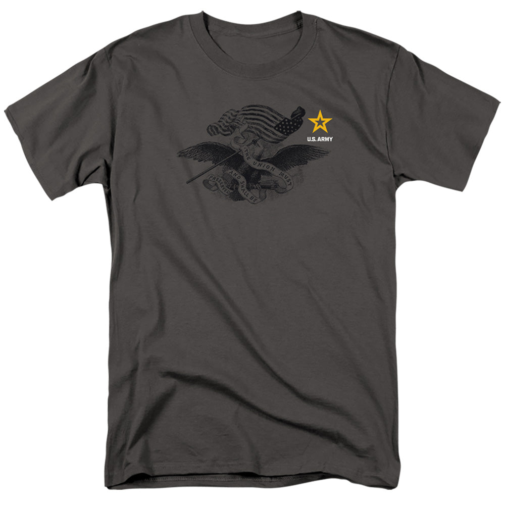 U.S Army Left Chest Logo Adult Unisex T Shirt Charcoal