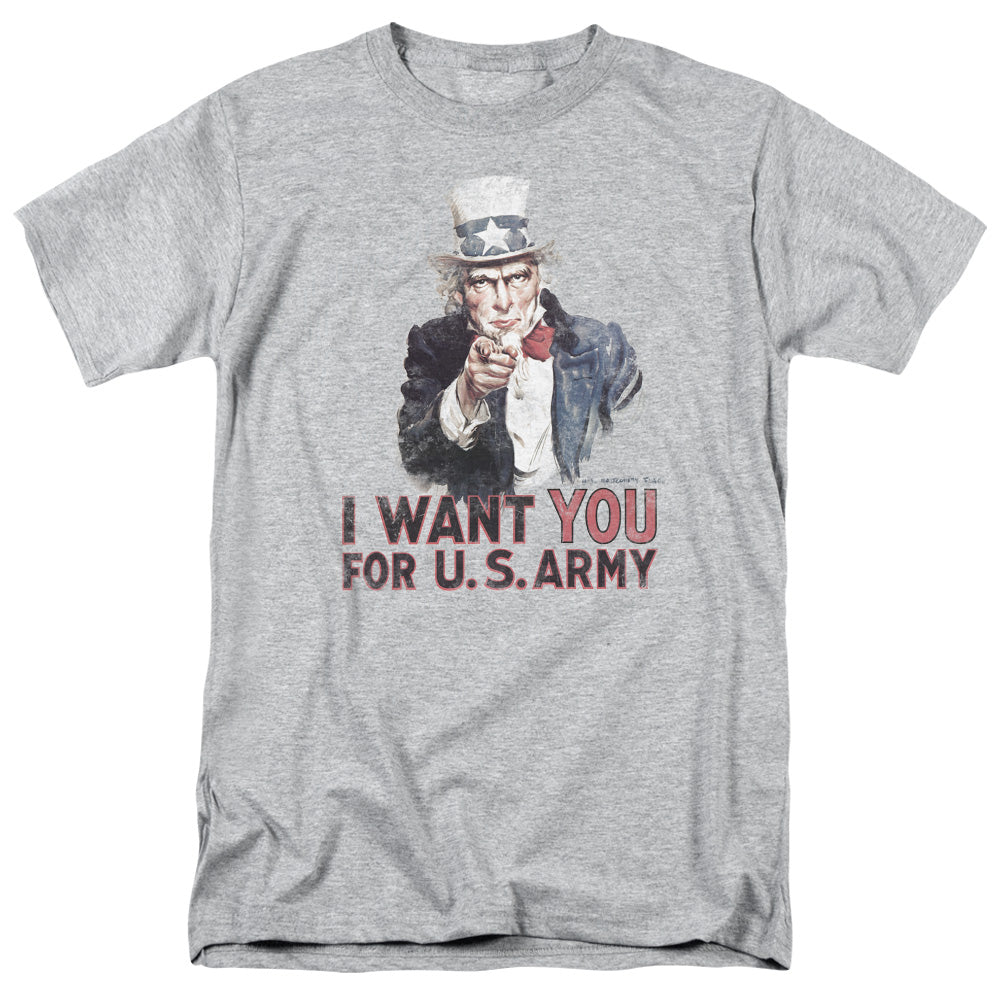 I Want You U.S Army Adult Unisex T Shirt Heather Grey