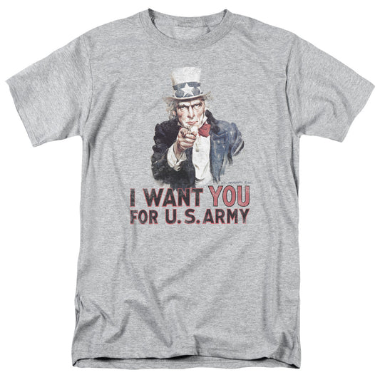 I Want You U.S Army Adult Unisex T Shirt Heather Grey